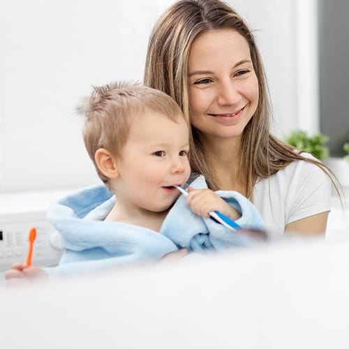 Mother and Son Smiling